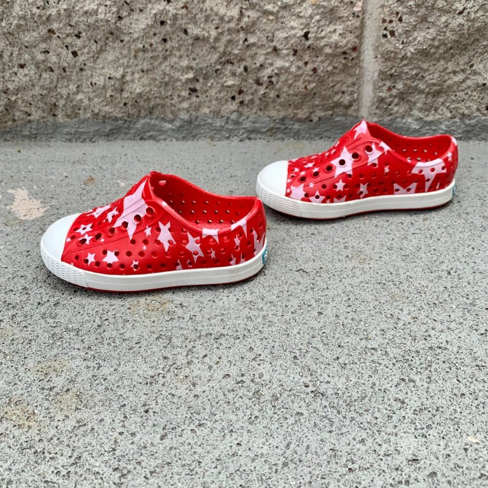 NATIVE Jefferson Stars Shoes Kids C5 5 Toddler Natives Shoe July 4th Red EUC - Picture 5 of 9